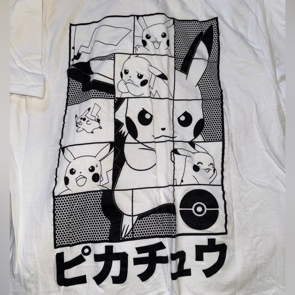 White Pokémon Pikachu Print Tee